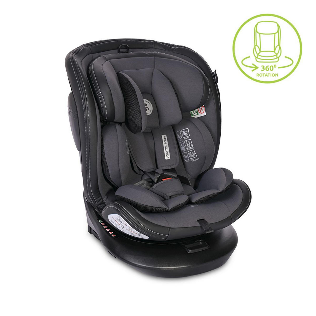 KINDERSITZ i-Size Aviator grau (40-150cm) 360° drehbar, verstellbar, Isofix - Grau, Kunststoff (47/62/52cm) - Lorelli
