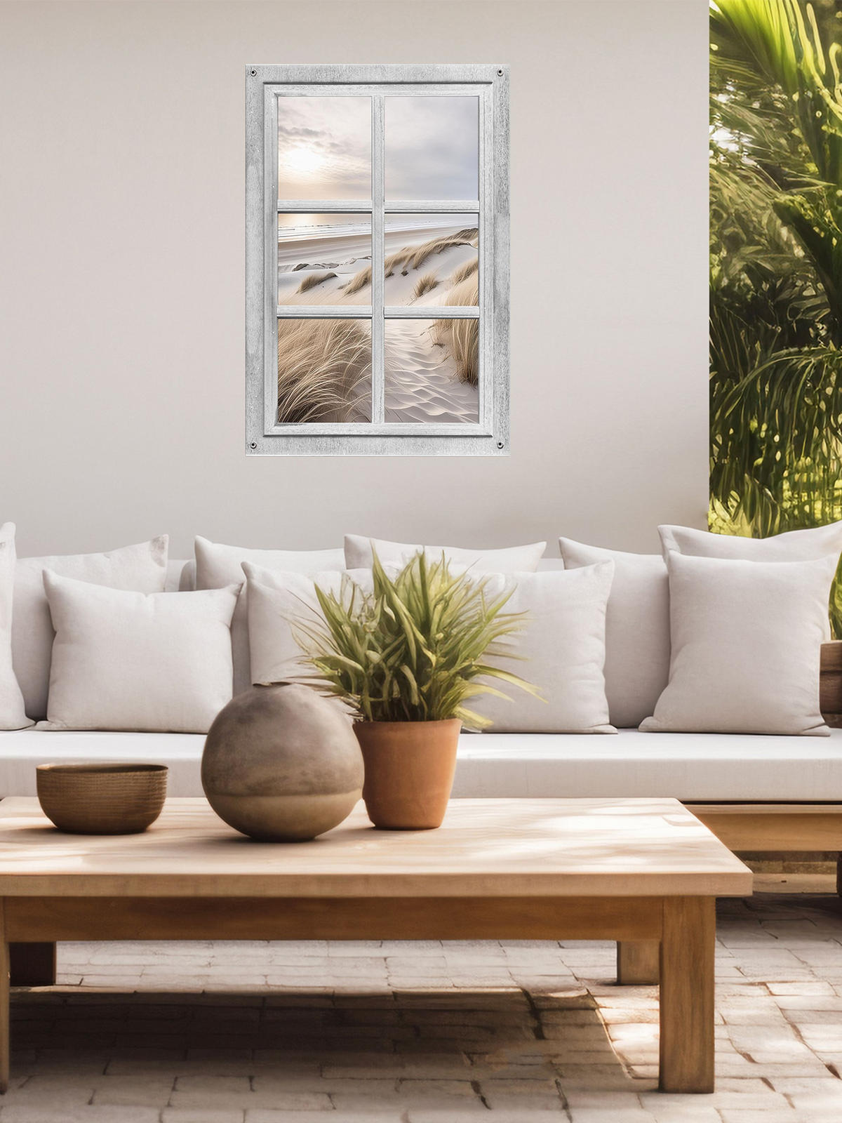 GARTEN-POSTER 60x90 cm Fenster Strand - Beige, Kunststoff (60/90/2cm) - artissimo