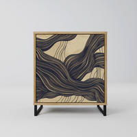 SIDEBOARD UNIFIED FRAGMENTS, Eichefarben, 57,5x42x67,5 cm, Schwarze Metall-Rahmenfüße - Eichefarben/Multicolor, Holzwerkstoff/Metall (57.5/67.5/42cm) - SpaceRebels