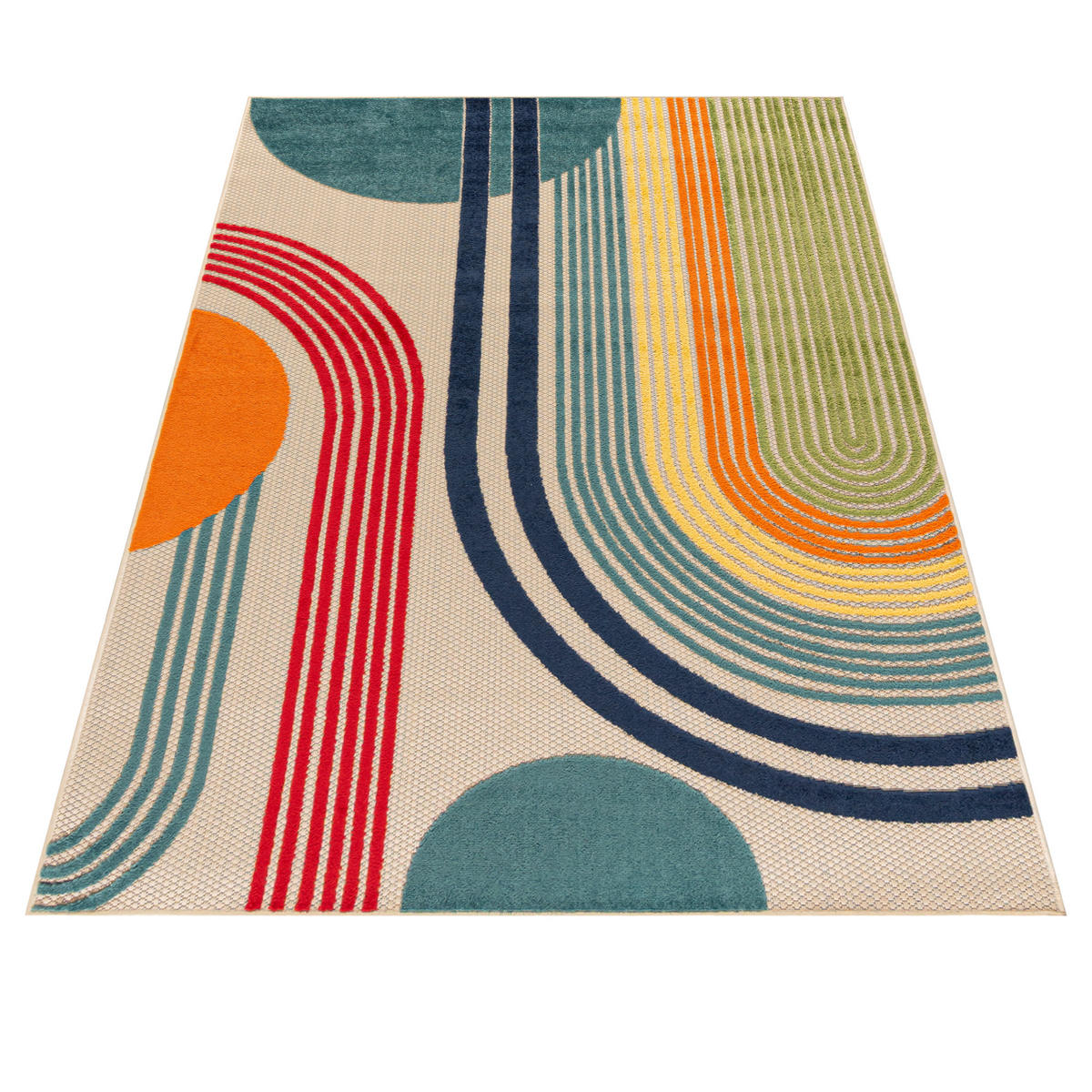 TEPPICH In-& Outdoor Fano Luce Mazovia 200x300cm Beige Creme Geometrisch Kurzflor - Beige, Textil (200/300cm) - Mazovia