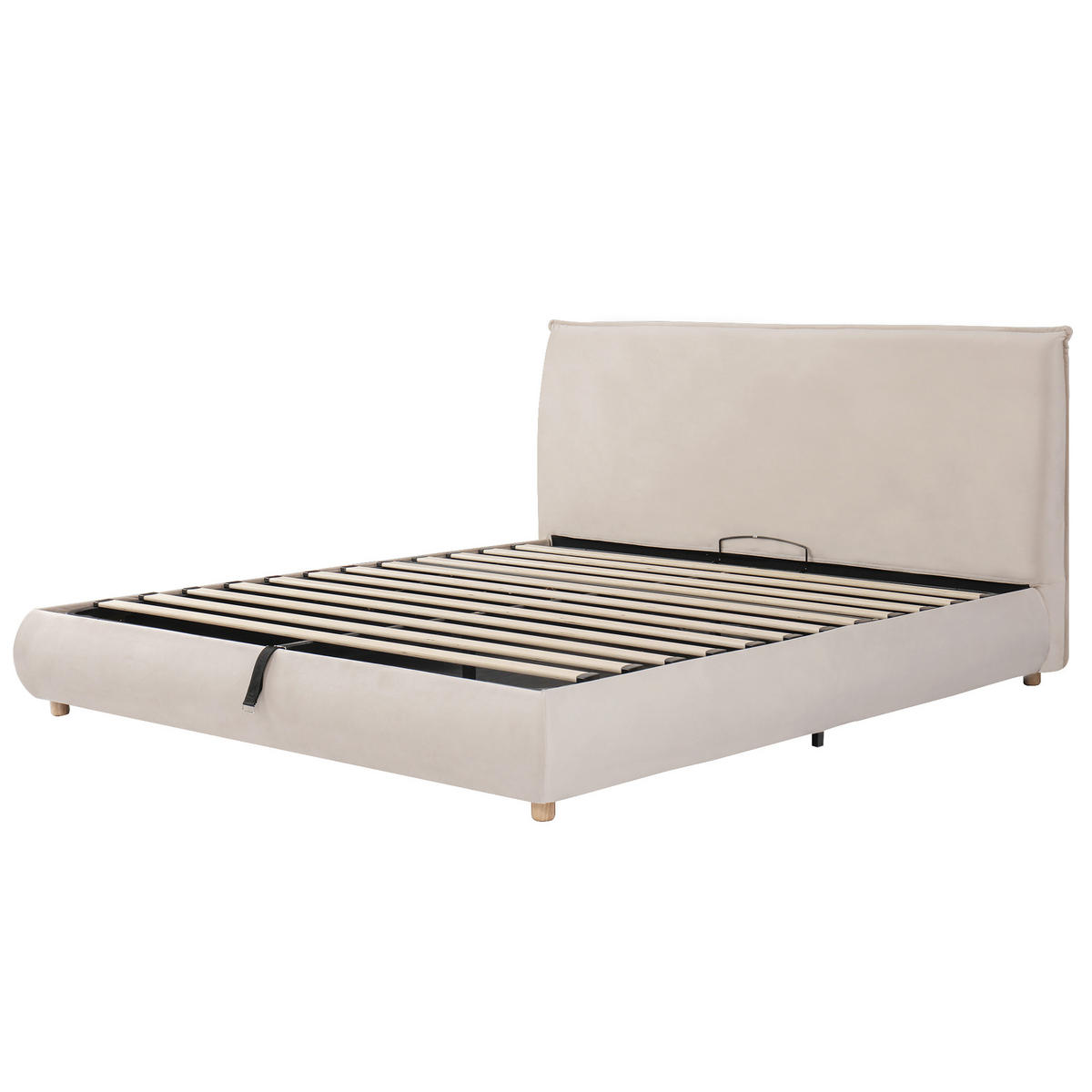 POLSTERBETT 180/200 cm in Cream Samt mit Bettkasten - Creme, Holzwerkstoff/Textil (180/200cm) - WISHDOR