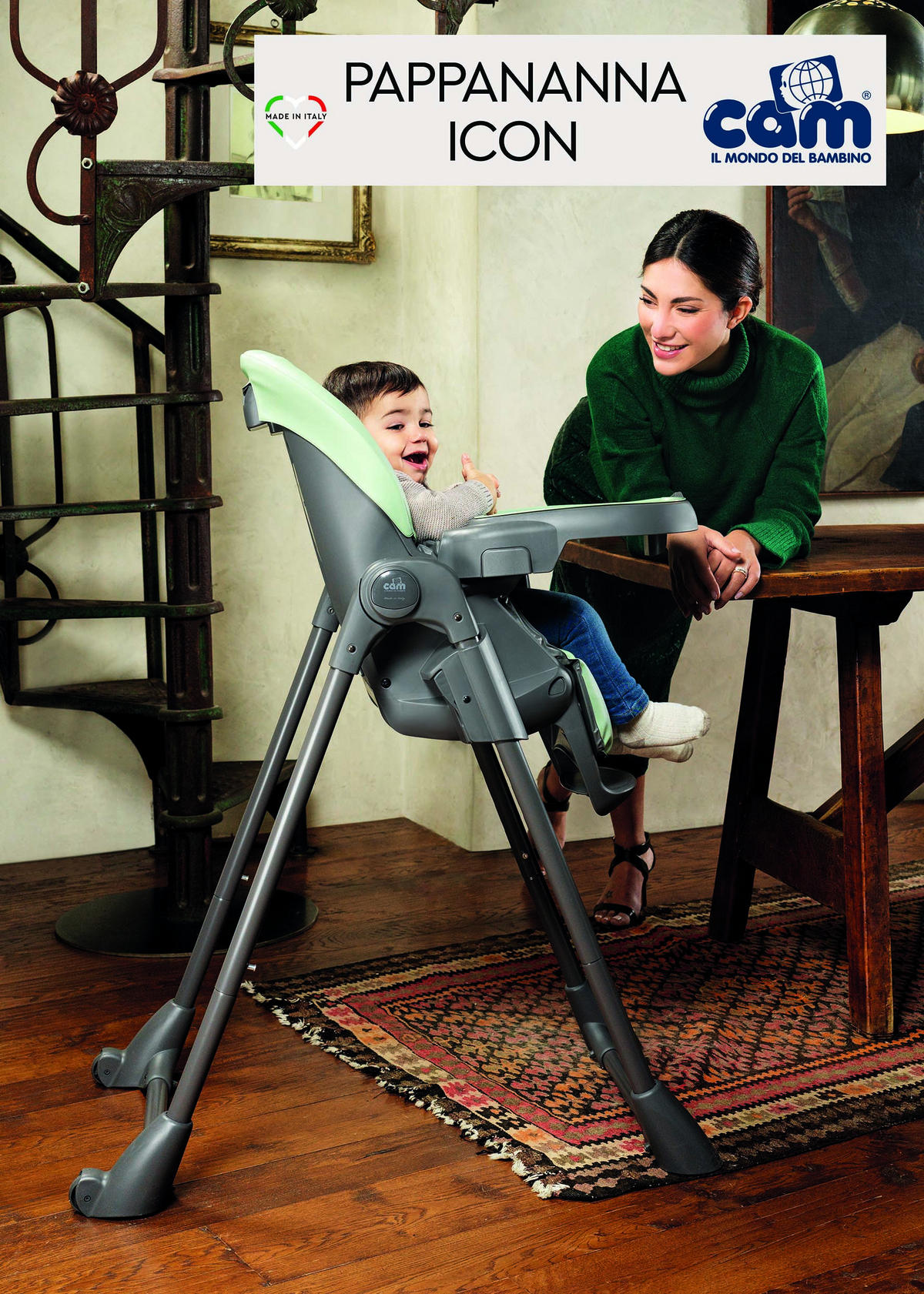 KINDER-HOCHSTUHL Pappananna Icon Air - Grün, Kunststoff/Textil (76/106/55cm) - Cam il Mondo del Bambino S.p.A.