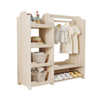 KINDER-GARDEROBE 110x39x110cm Naturholz mit Kleiderstange & 4 Regalen - Naturfarben, Holz (39/110/110cm) - FLIEKS