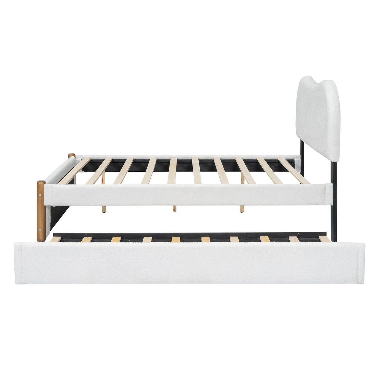 POLSTERBETT 140/200 cm weiß mit ausziehbarem Rollbett - Weiß, Textil (140/200cm) - OKWISH