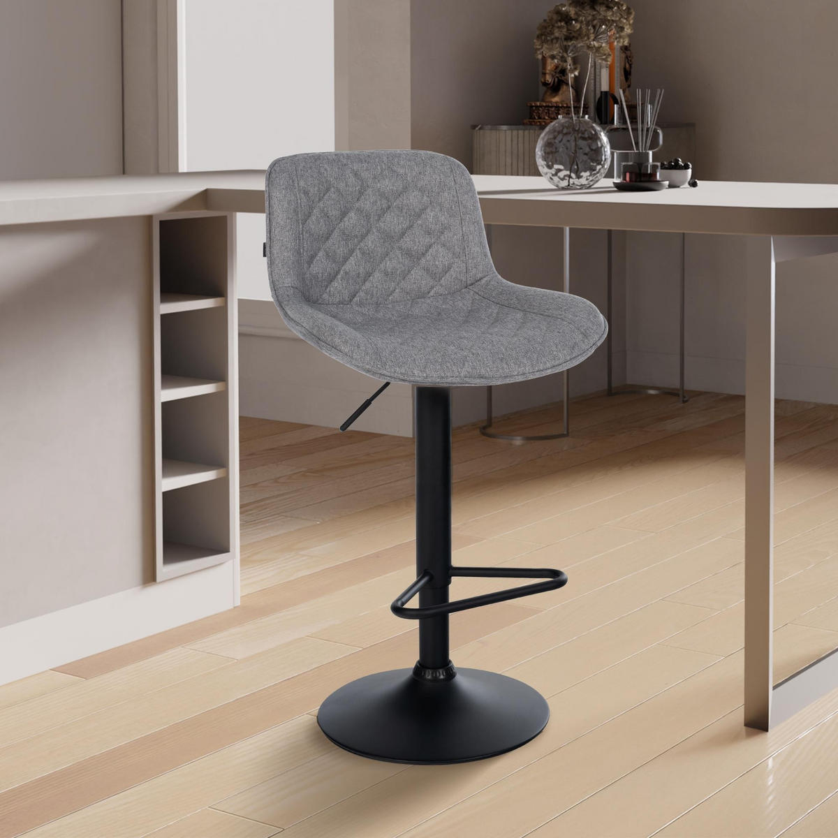 BARHOCKER Kasson 84x50x52 cm dunkelgrau - Dunkelgrau, Metall (50/84/52cm) - furnicato