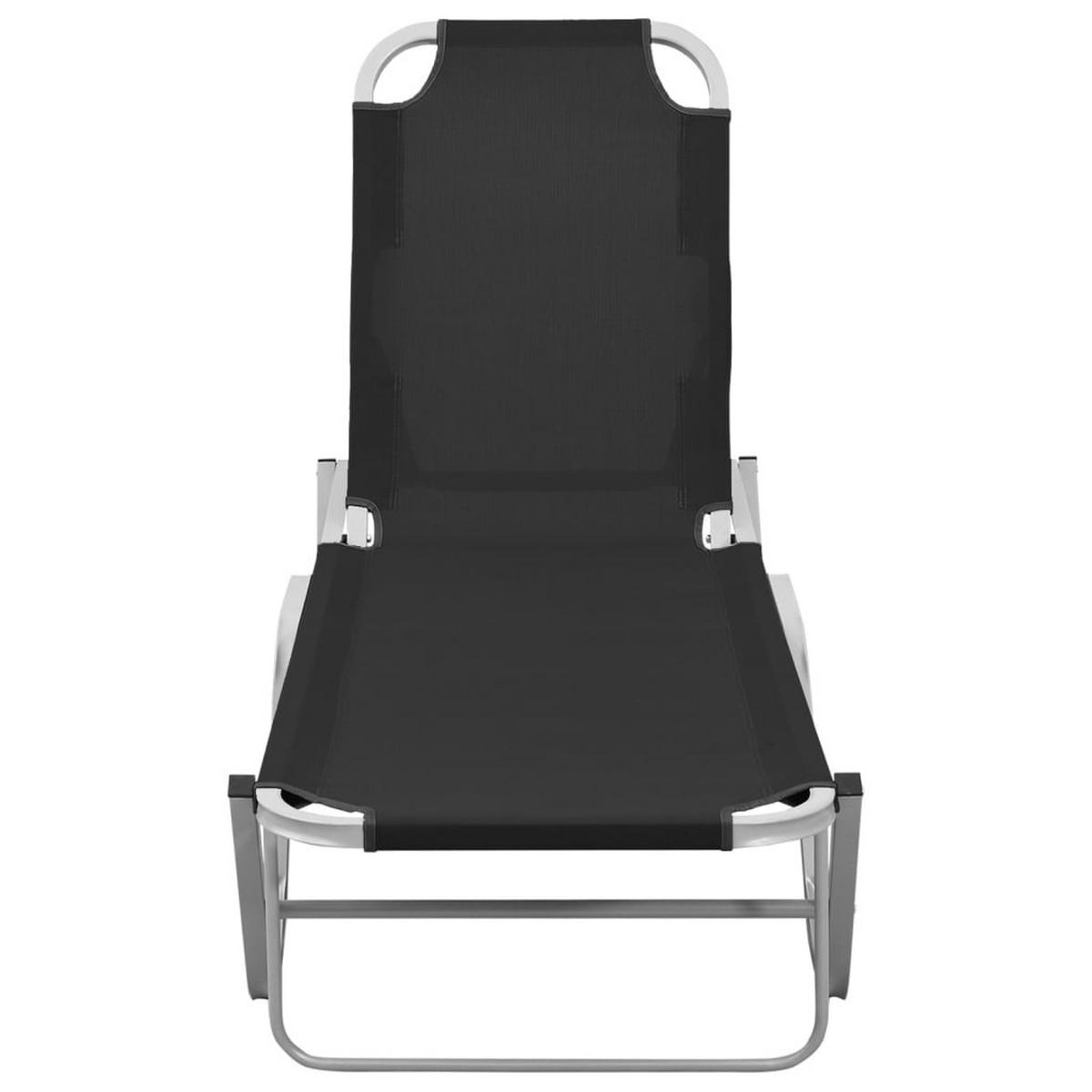 SONNENLIEGE Aluminium und Textilene Schwarz - Schwarz, Metall (59/30/190cm) - furnicato