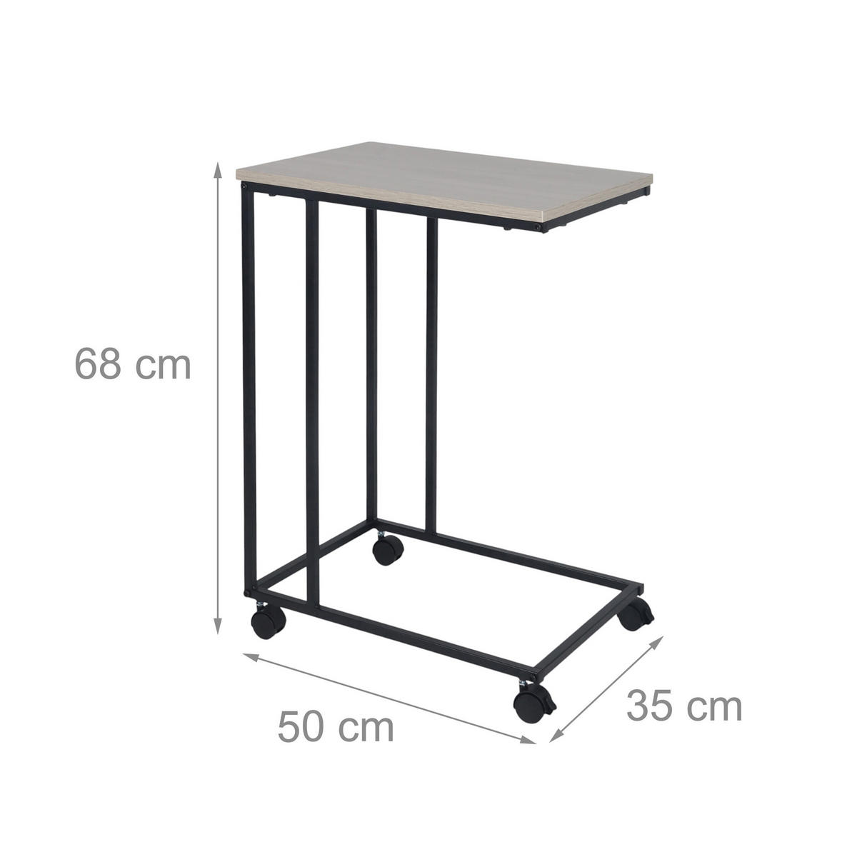 BEISTELLTISCH - Schwarz/Naturfarben, Holzwerkstoff/Kunststoff (35/50/68cm) - Relaxdays