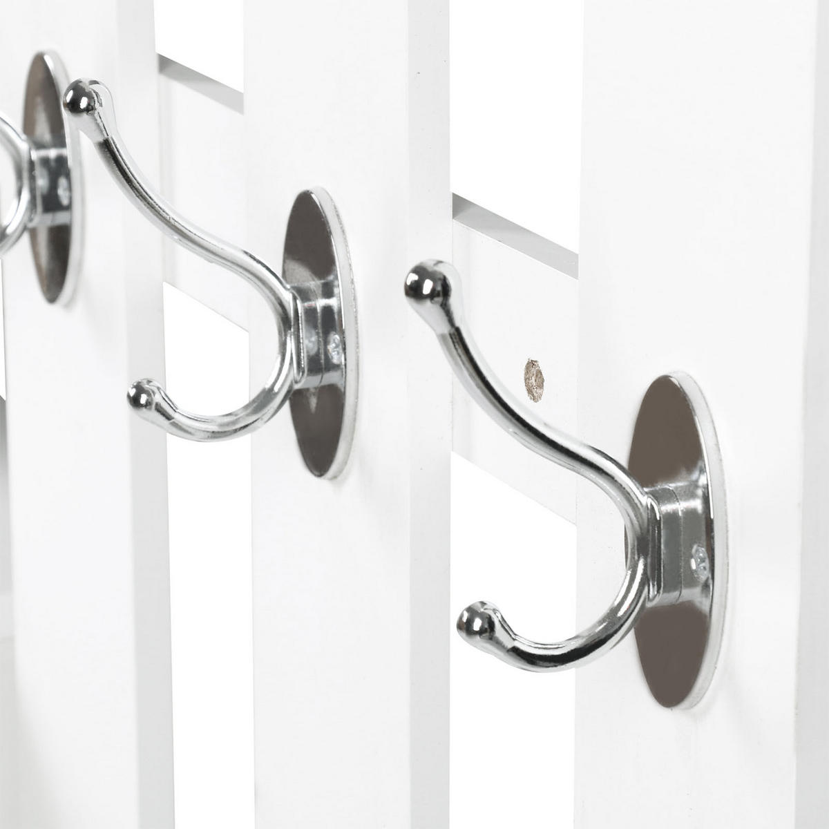 GARDEROBE DE-16826 3-in-1 mit Spiegel & 6 Haken Weiß - Weiß, Holzwerkstoff (22/116/90cm) - ComfortXL