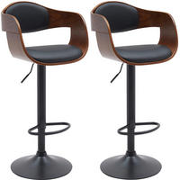 BARHOCKER 2er Set Lederlook walnuss/schwarz - Walnussfarben/Schwarz, Textil/Metall (50/86/48cm) - CLP