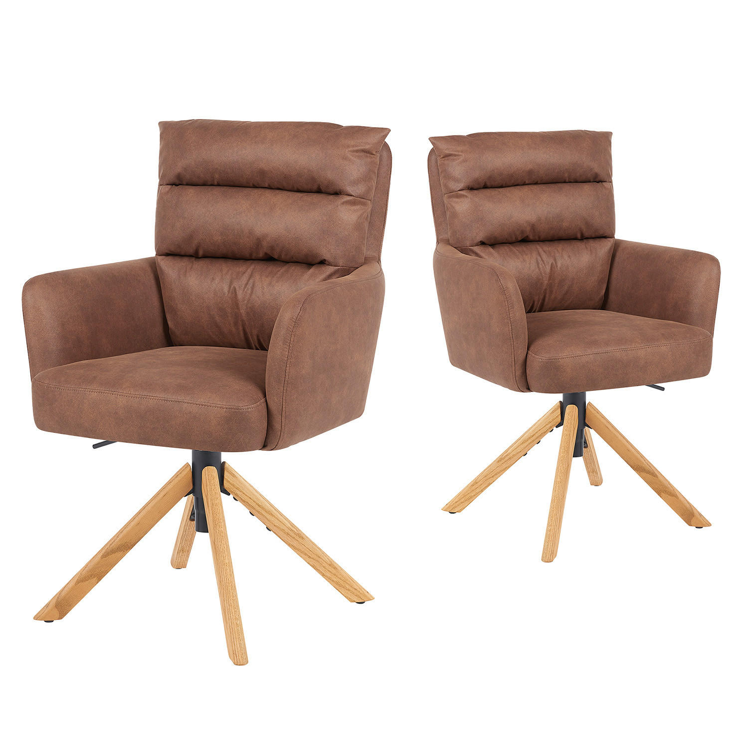 BÜROSTUHL Mika-Tesa 2er-Set - Honigeiche/Braun, Eichenholz/Holz (59/95/66cm) - DUBI Möbel