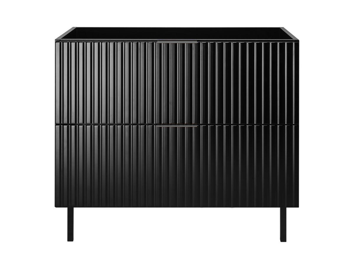 WASCHBECKUNTERSCHRANK, Schwarz, 80 x 77 x 46 cm, schwarzer Griff, schwarze Beine, ohne Arbeitsplatte - Schwarz, Holzwerkstoff (80/77/46cm) - 3XE LIVING