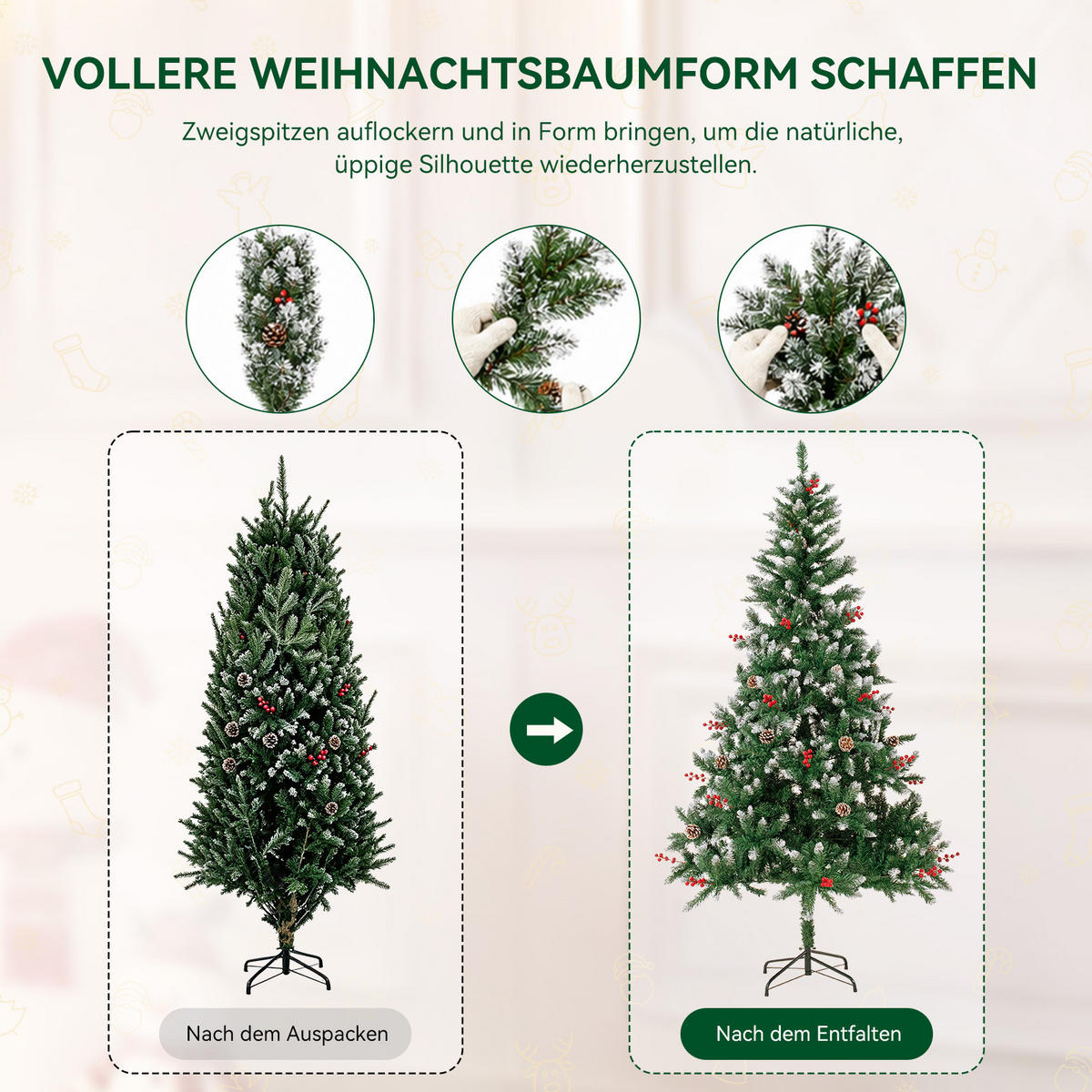 WEIHNACHTSBAUM 210 cm für Zuhause, Garten, Partys u. weihnachtliche Anlässe - Grün, Kunststoff (210cm)