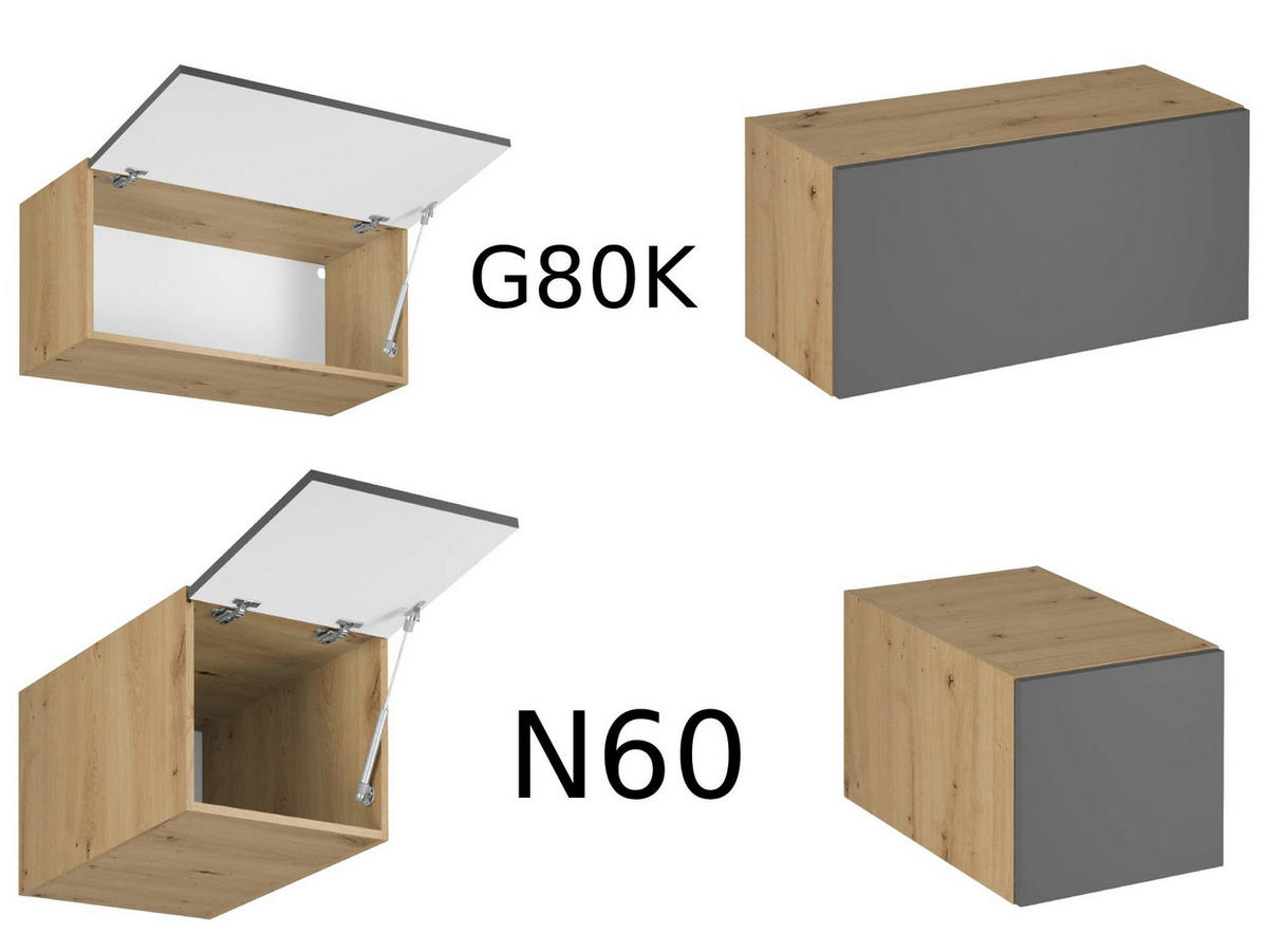 KÜCHENZEILE 440 cm - Langen KL8-M440 in Grau/Matt - Schwarz/Grau, Holz/Metall (440/248/58cm)