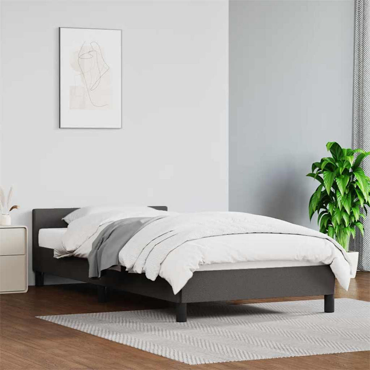 BETTGESTELL Mit Kopfteil Ohne Matratze Grau 100/200 Cm - Grau, Holz (100/200cm) - vidaXL