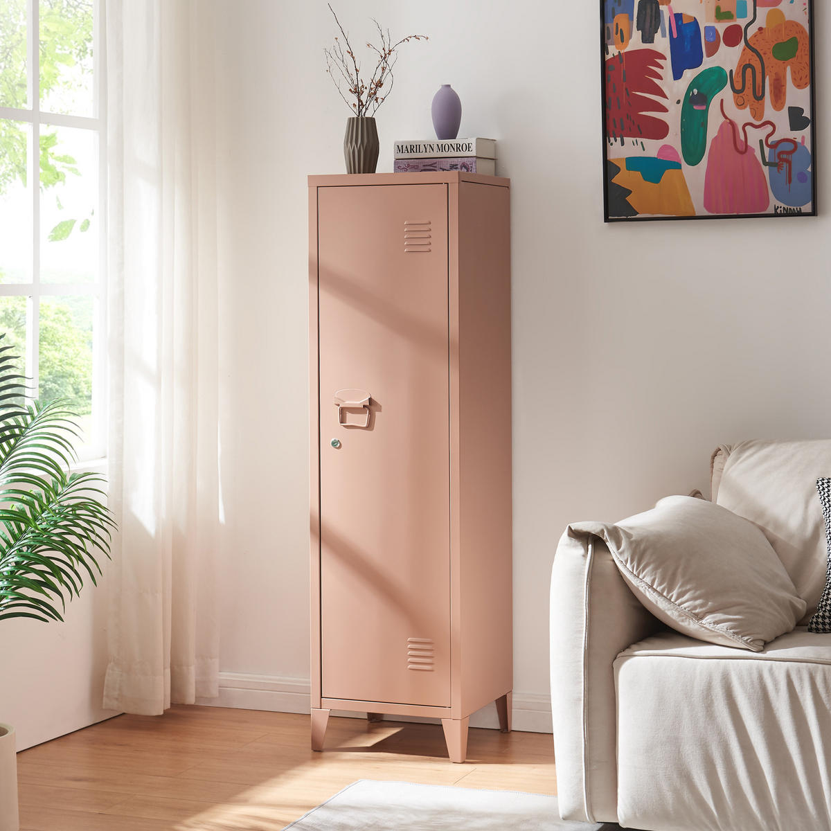 EINZELSPIND Kurikka - Hellbraun, Metall (38/137/38cm) - [en.casa]