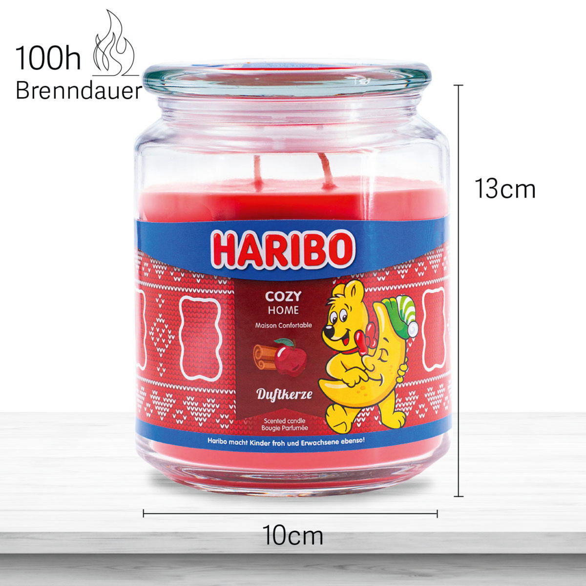 DUFTKERZE Haribo - Rot, Naturmaterialien/Glas (13cm)