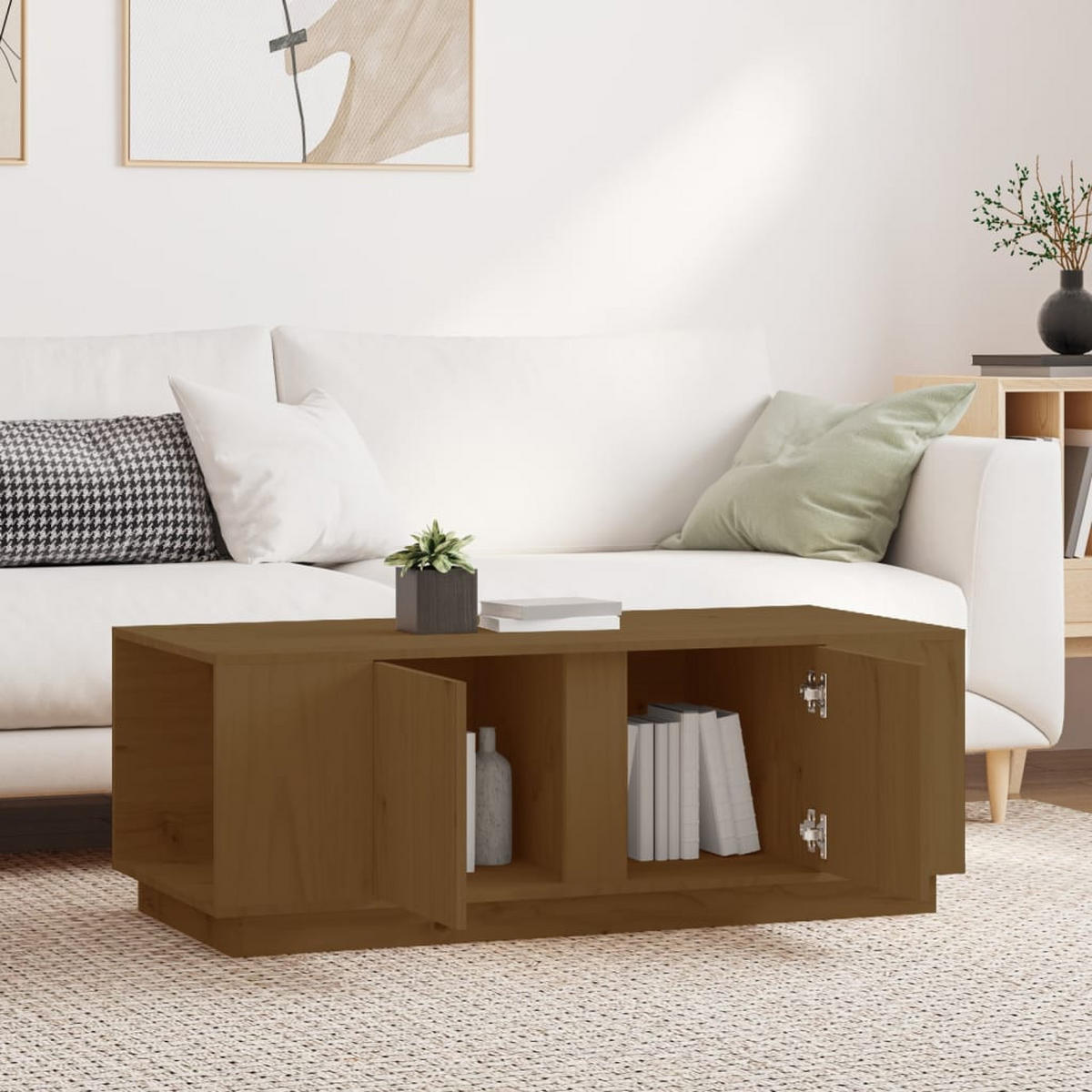 COUCHTISCH Honigbraun 110x50x40 cm Massivholz Kiefer - Braun, Holz (110/50/40cm) - furnicato