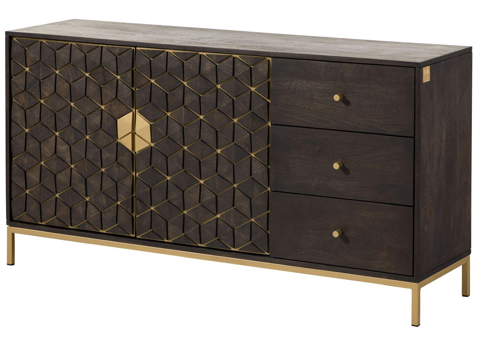 SIDEBOARD Mango 145x40x77 grau geölt DIAMOND #107 - Grau, Holzwerkstoff (145/77/40cm) - Massivmoebel24