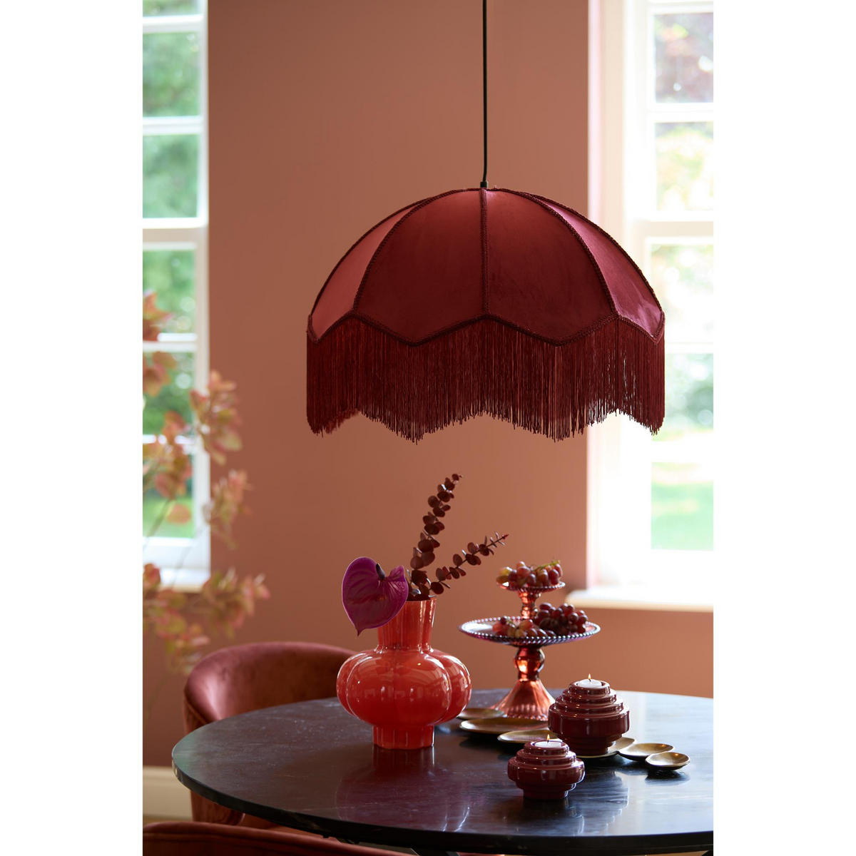 HÄNGELAMPE Malacia Rot 50/50/38 cm - Rot, Kunststoff (50/50/38cm) - Light & Living