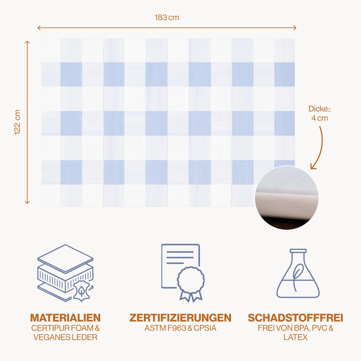 SPIELMATTE Arden Tide blau 122x183 - Blau, Kunststoff (122/183cm)