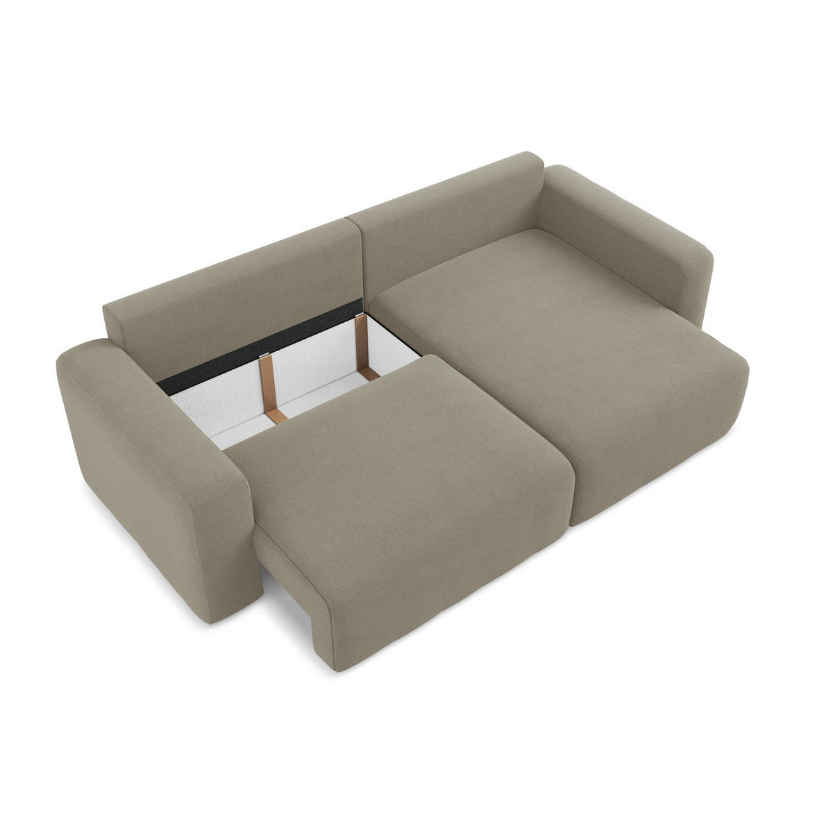 ECKSOFA mit Schlaffunktion rechts Strukturstoff Stoff Beige - Beige/Schwarz, Kunststoff/Textil (244/149cm) - LaMiaSofa