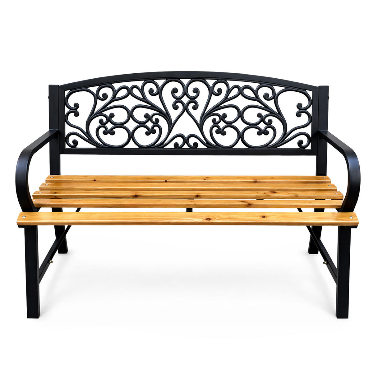 GARTENBANK NERINA Schwarz 118 x 87 x 51,5 cm - Schwarz/Braun, Holz/Metall (118/87/51.5cm) - Akord