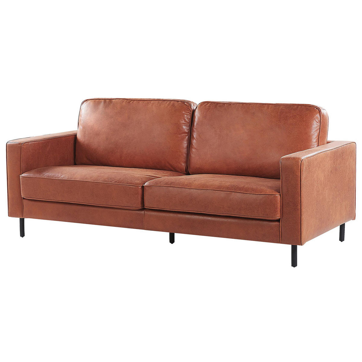 3-SITZER-SOFA Kunstleder Braun Savalen - Goldfarben, Textil (204/87/91cm) - Beliani