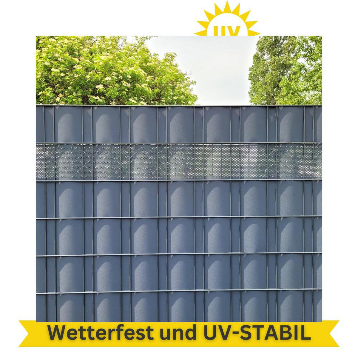 SICHTSCHUTZSTREIFEN PP Premium Gelocht 20 Prozent Streifen Weiß 2,55m - Weiß, Kunststoff (255/19cm) - ZAUN|ZU
