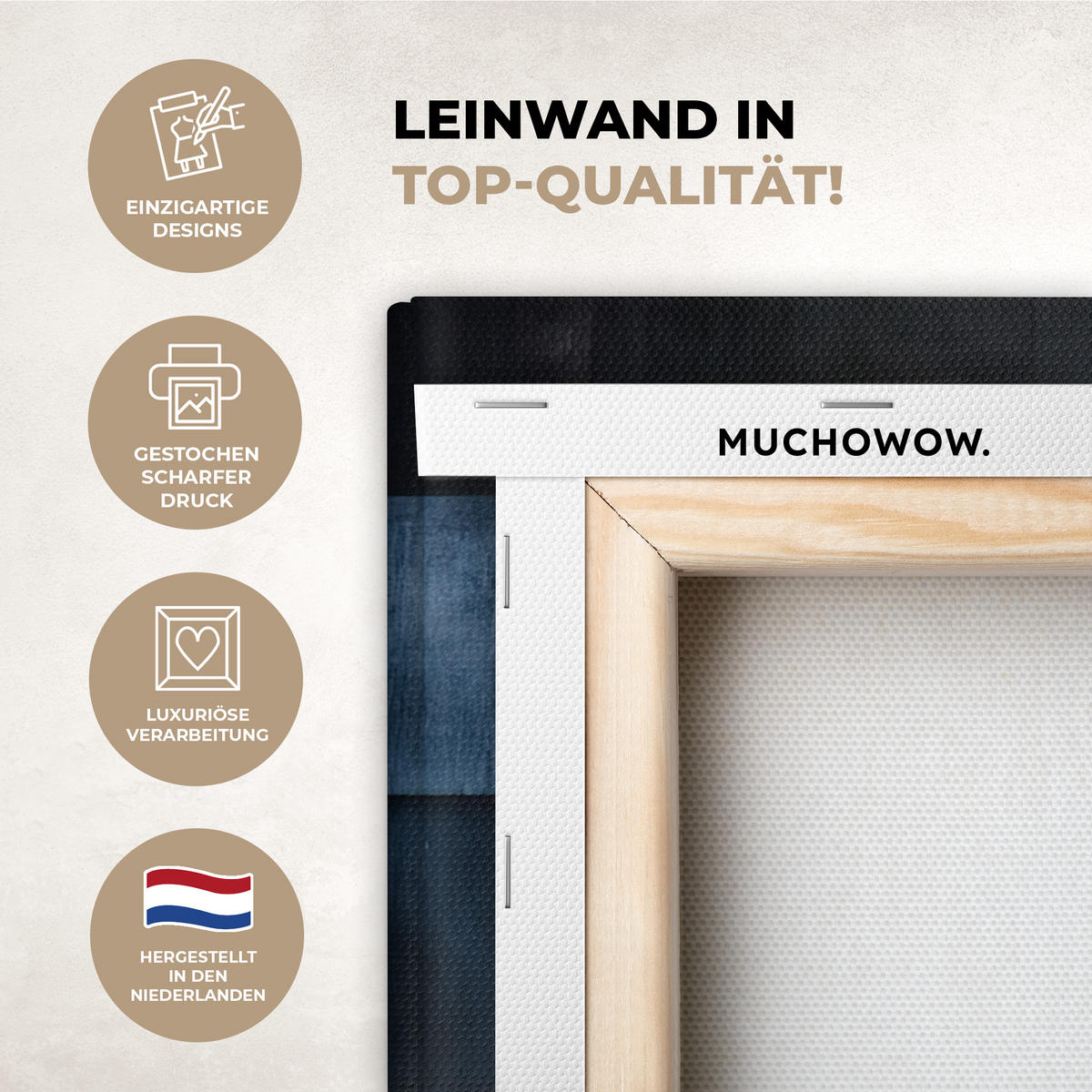 LEINWANDBILD Abstrakt - Formen - Dunkelblau 30x20 cm - Cognac, Textil (30/20cm) - MuchoWow