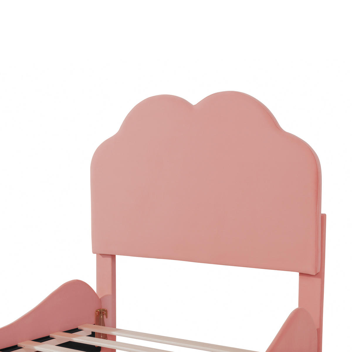 KINDEREINZELBETTEN aus Samt 90x200 cm in Rosa mit Rausfallschutz - Rosa, Textil (90/200cm) - Modfu