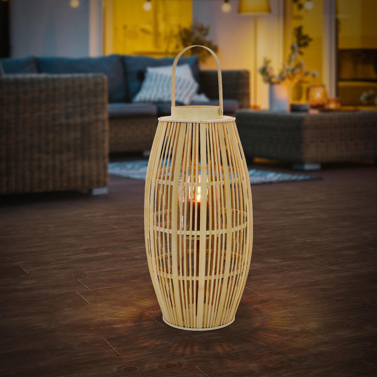 BAMBUSOVÁ LAMPION V: 75 cm, dřevěná barva, styl boho - přírodní, dřevo (30/75/30cm) - ECD-Germany