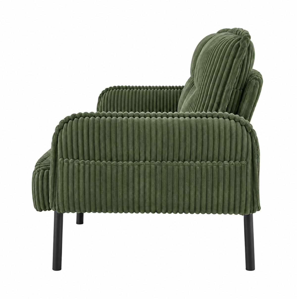 2-SITZER Sofa 122/73/83 cm Cordstoff mit Seitentaschen und Metallbeinen Grün - Grün, Textil (73/83/122cm) - Redom