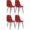 ESSZIMMERSTUHL 4er Set Stoff Rot - Rot/Schwarz, Textil/Metall (45/88/54cm) - CLP