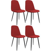 ESSZIMMERSTUHL 4er Set Stoff Rot - Rot/Schwarz, Textil/Metall (45/88/54cm) - CLP