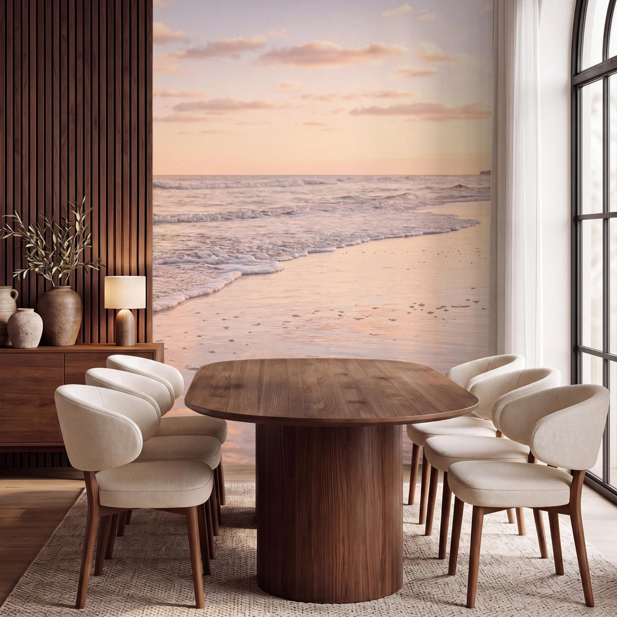 TAPETE - Strand - Brandung - Wolken - 200x260 cm - Hellrosa, Papier (200/260cm) - OnlyWow