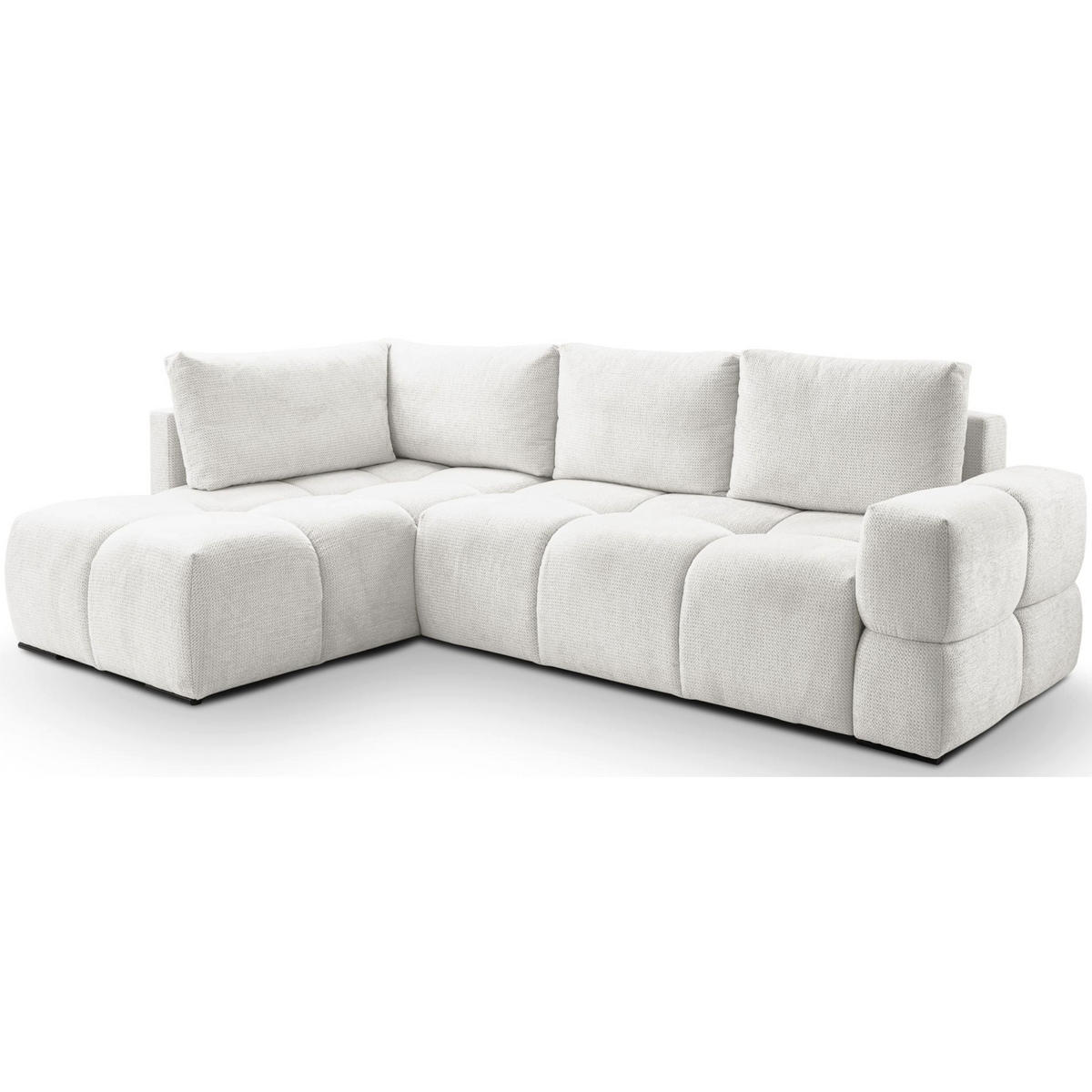 ECKSOFA Taremi mit Chenillebezug Weiß, beidseitig - Schwarz/Weiß, Textil (267/185cm) - Selsey
