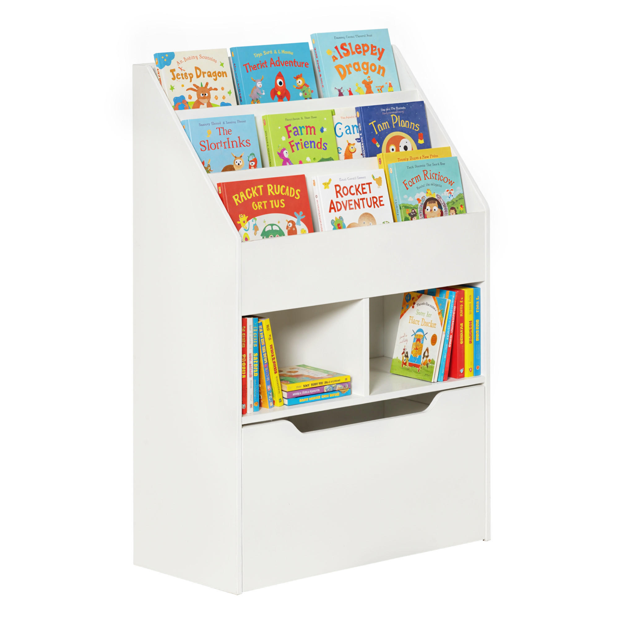 KINDERREGAL DE-17287 3 Ebenen, 2 Nischen & große Schublade Weiß - Weiß, Metall (60/90/29.9cm) - ComfortXL