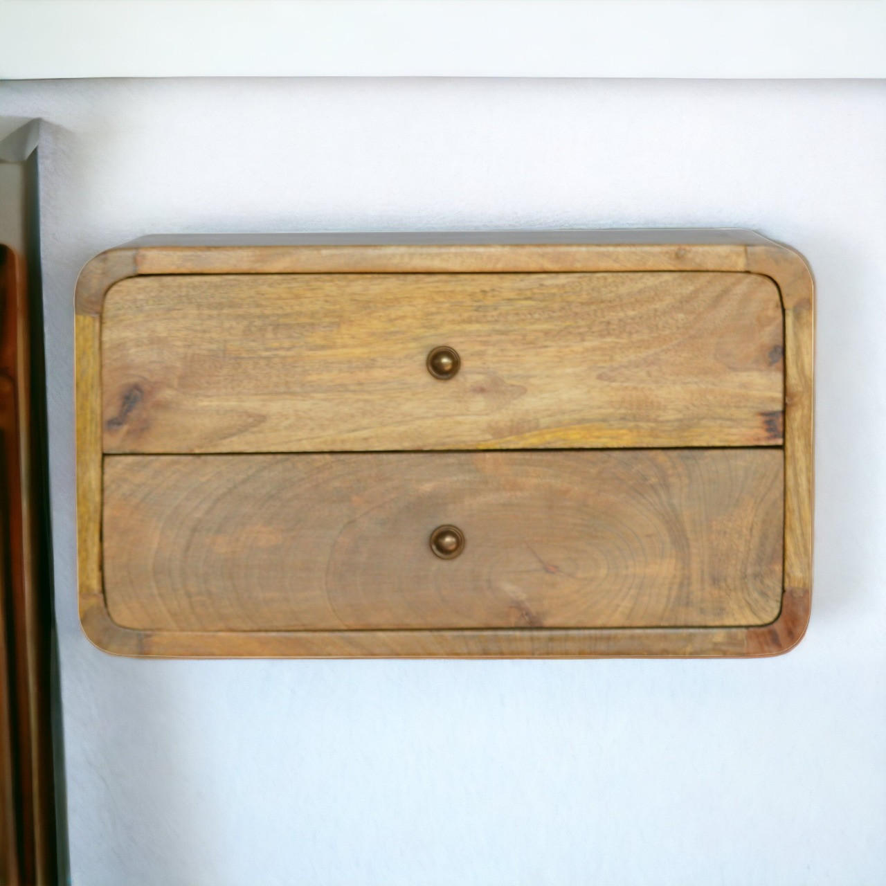 NACHTTISCH mit Schubladen - Messingfarben/Braun, Holz/Metall (45/25/32cm) - Artisan Furniture