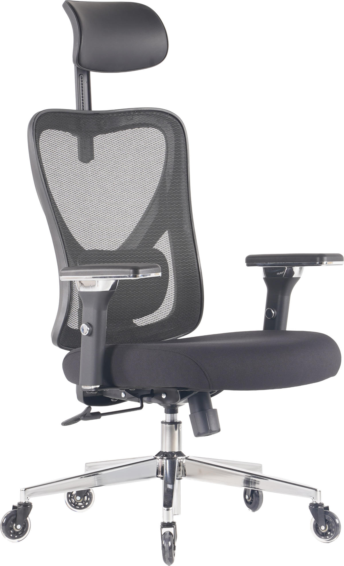 BÜROSTUHL CleverSeat Schwarz - Silberfarben/Schwarz, Kunststoff/Textil (70/134/70cm) - Clouvou