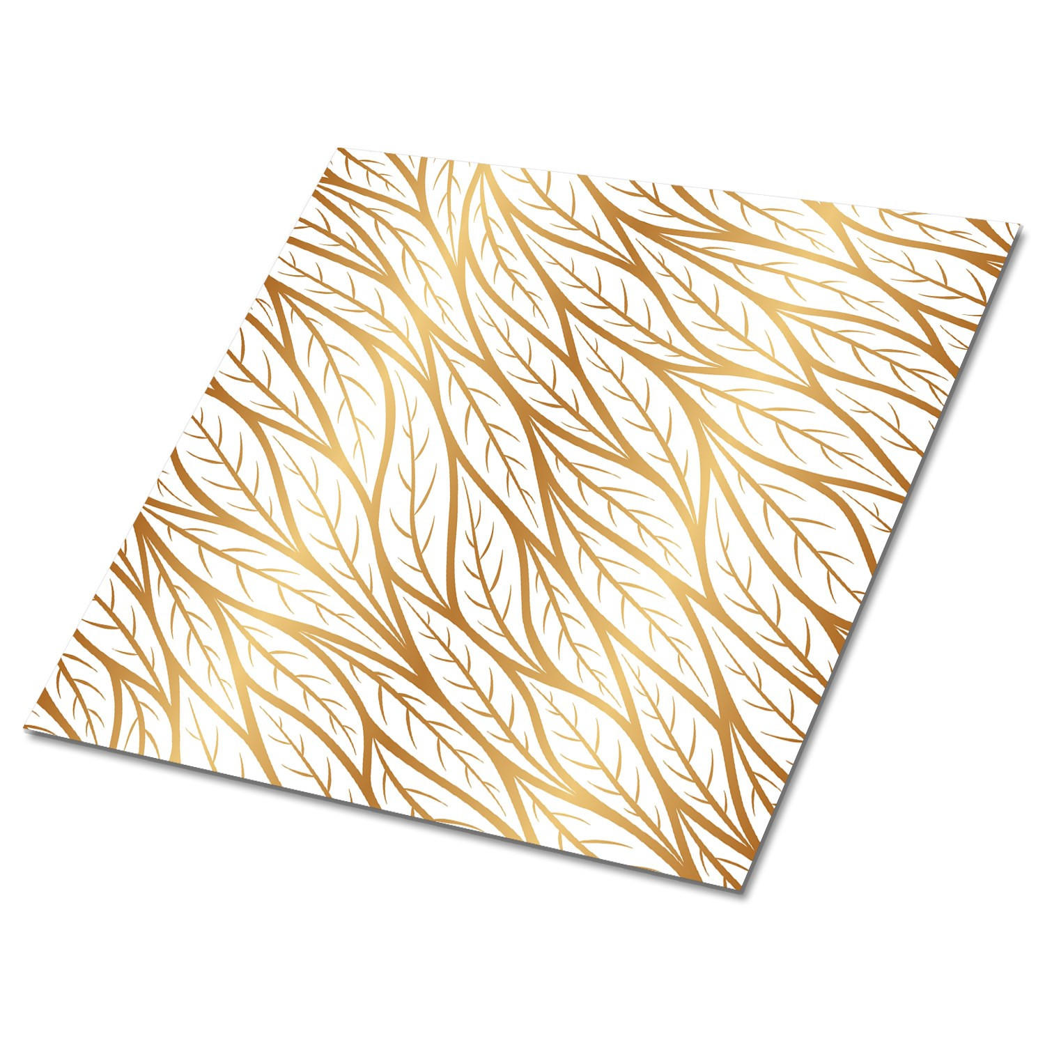 FLIESENAUFKLEBER 9 Stück 30x30 cm selbstklebend Goldene Blätter - Goldfarben, Textil (30/1.6/30cm) - TULUP