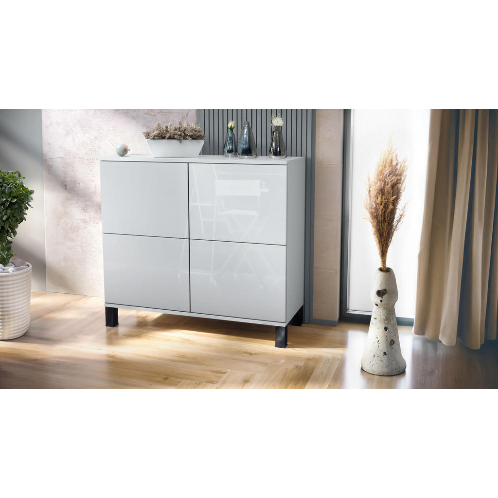 Thumbnail - Vladon Kommode, Weiß Hochglanz, Holzwerkstoff, 92.5x84.5x35 cm, Wohnzimmer, Kommoden & Sideboards, Kommoden
