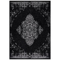 TEPPICH Outdoor Flachgewebe Vintage-Muster Polypropylen Balkon Schwarz Rechteckig 240x340 - Schwarz, Textil (240/340cm) - KADIMA DESIGN