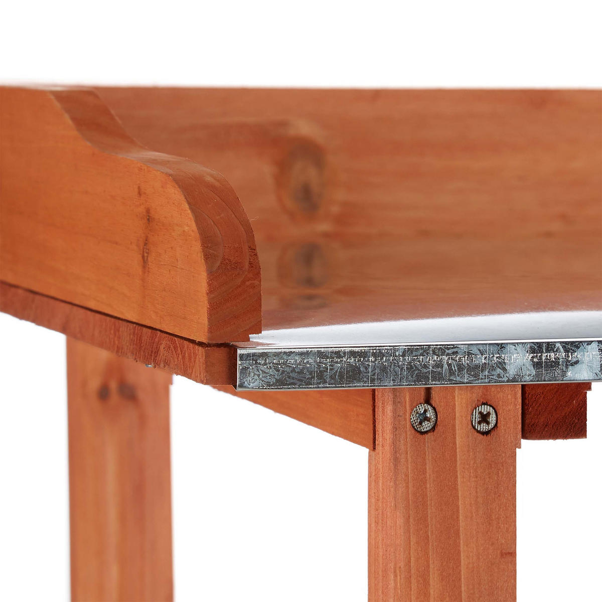 PFLANZTISCH Orange Holz Metallplatte 91,8 cm - Orange, Holz/Metall (91.8/87.5/41.5cm) - Relaxdays