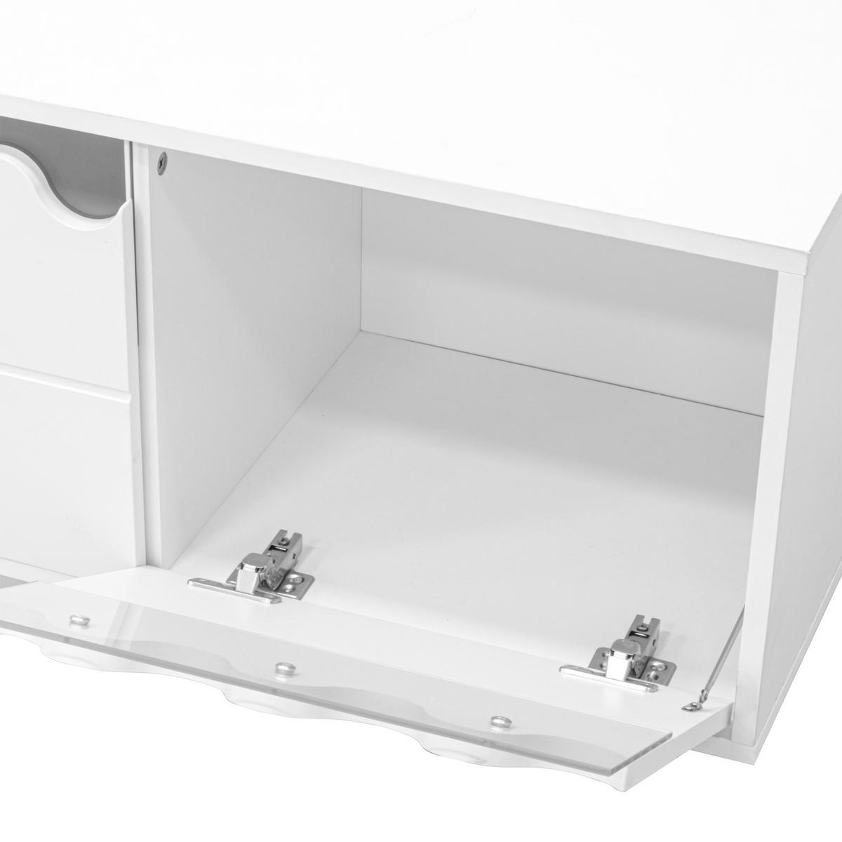 LOWBOARD in Weiß TV-Schrank mit 4 Türen und Wellen-Design für Wohnzimmer, B170/T40/H45 cm - Weiß, Holzwerkstoff/Metall (170/45/40cm) - STILVORA