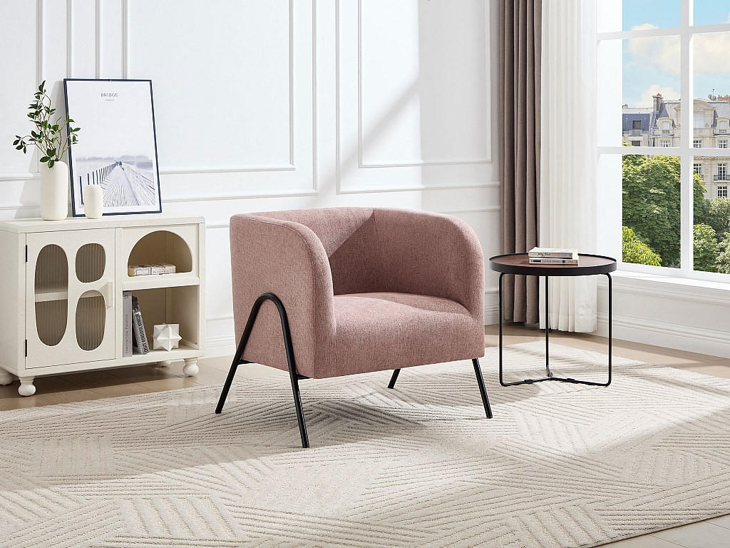 SESSEL - Textilstoff - Rosa - BLINODA - Pink, Textil (73/73.5/73cm) - Vente-Unique