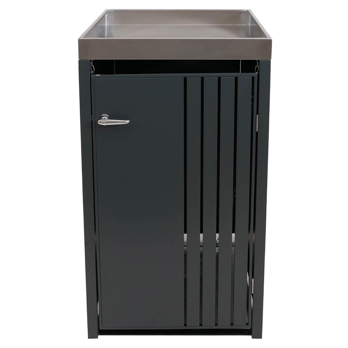 MÜLLTONNENBOX 1er mit Pflanzkasten HxBxT 125x68x84cm Anthrazit - Anthrazit, Metall (68/125/84cm) - PROREGAL