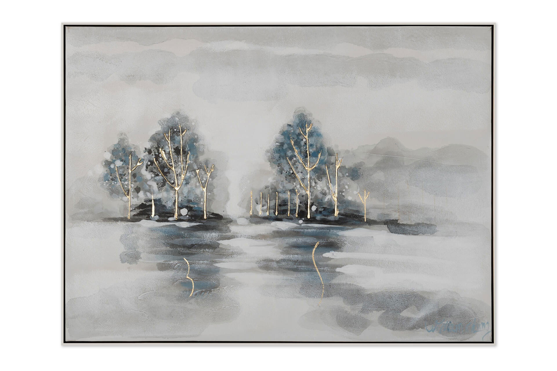 ACRYLBILD HANDGEMALT 100/75 cm - Blau/Grau, Textil (100/75cm) - KUNSTLOFT