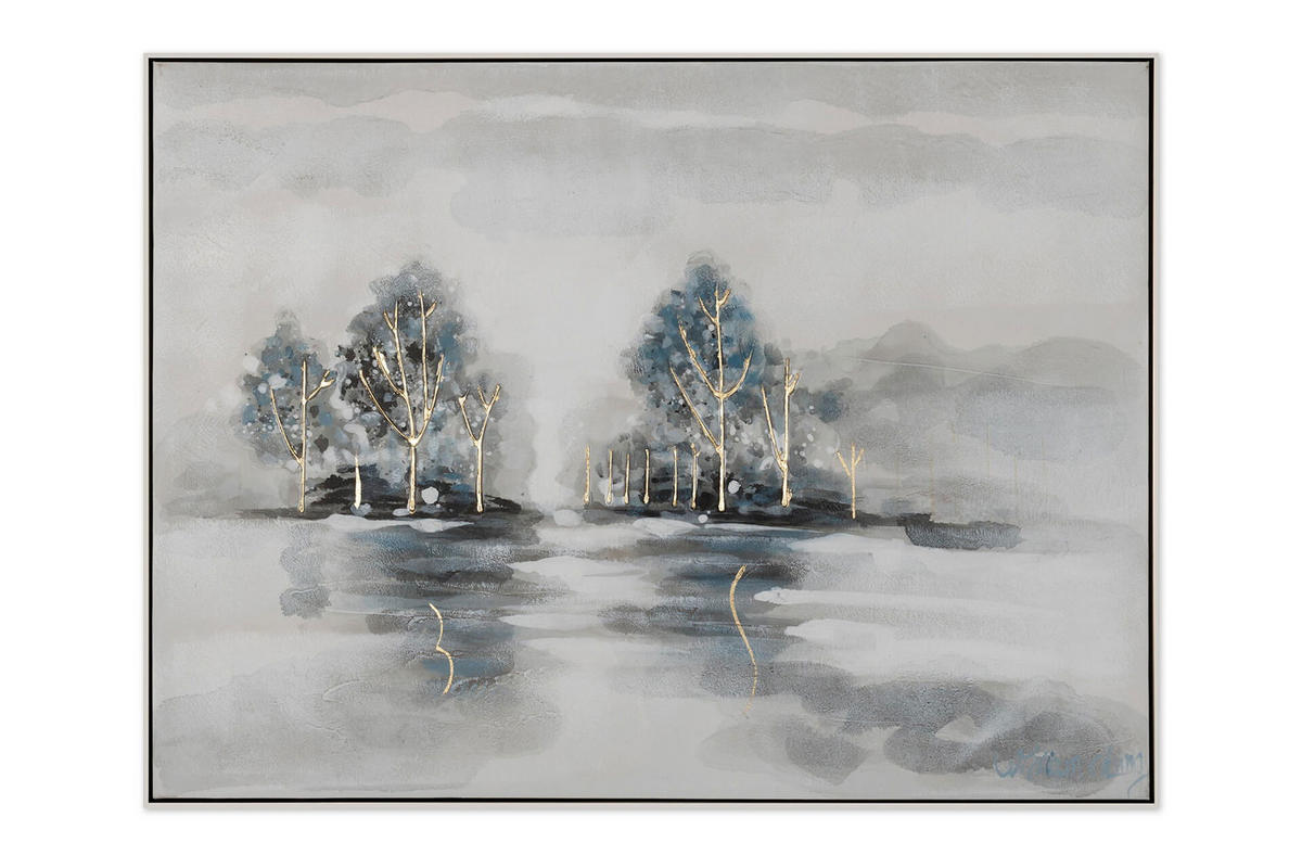 ACRYLBILD HANDGEMALT 100/75 cm - Blau/Grau, Textil (100/75cm) - KUNSTLOFT