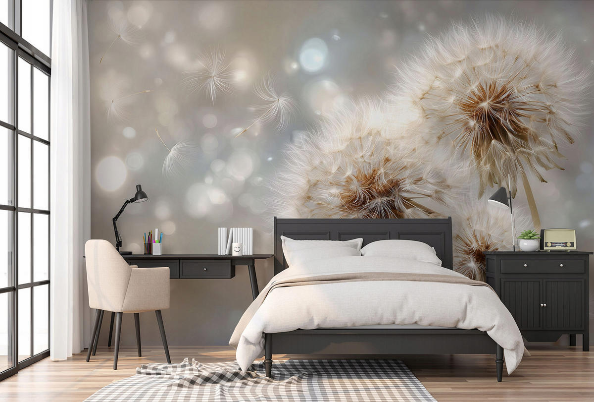 FOTOTAPETE Pusteblumen Blumen Beige 250x175 cm - Multicolor, Papier (250/175cm) - Wallarena