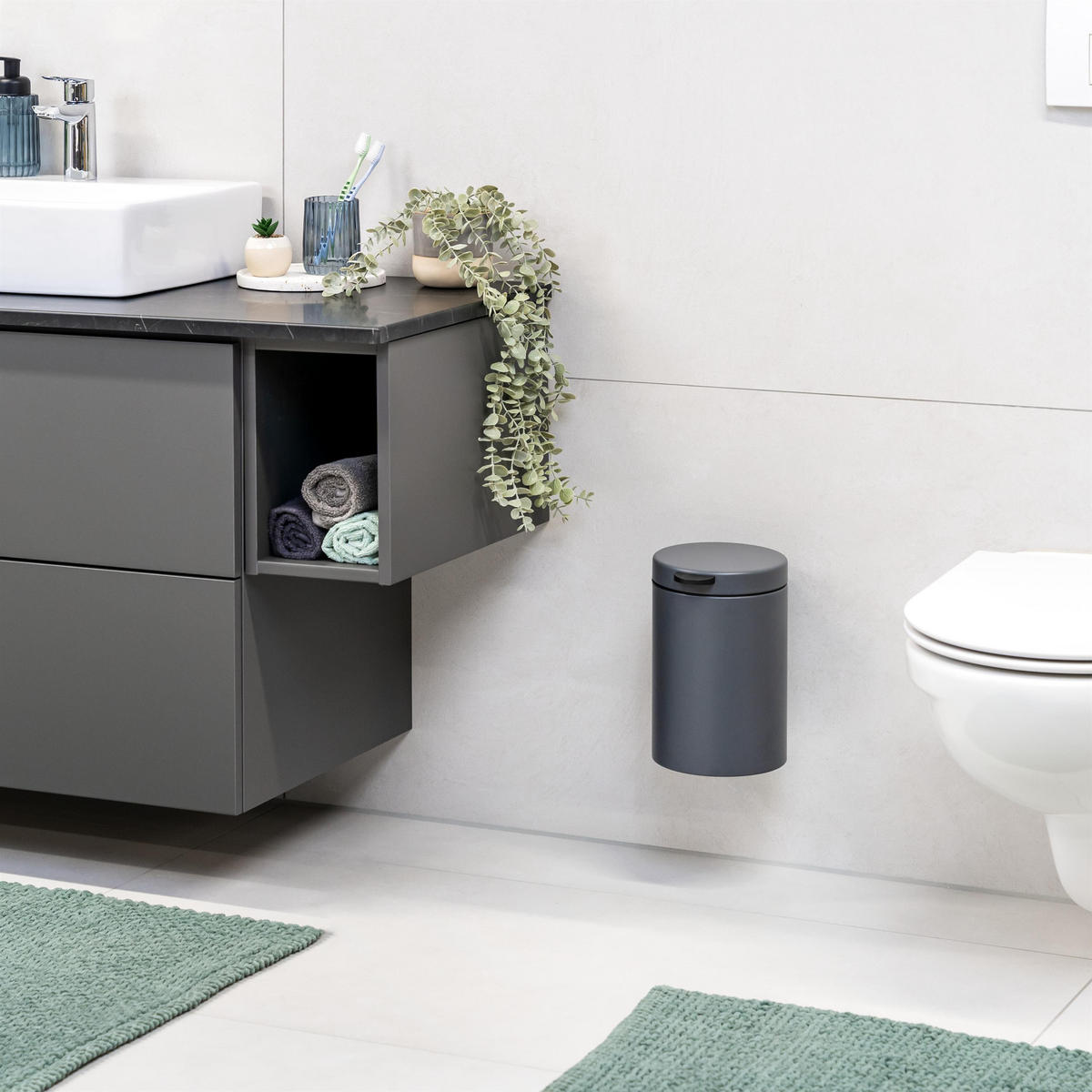 WAND-KOSMETIKEIMER, grau - Grau, Metall (16/24/23cm) - bremermann